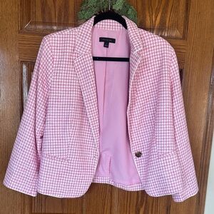 Ann Taylor Pink Houndstooth Blazer